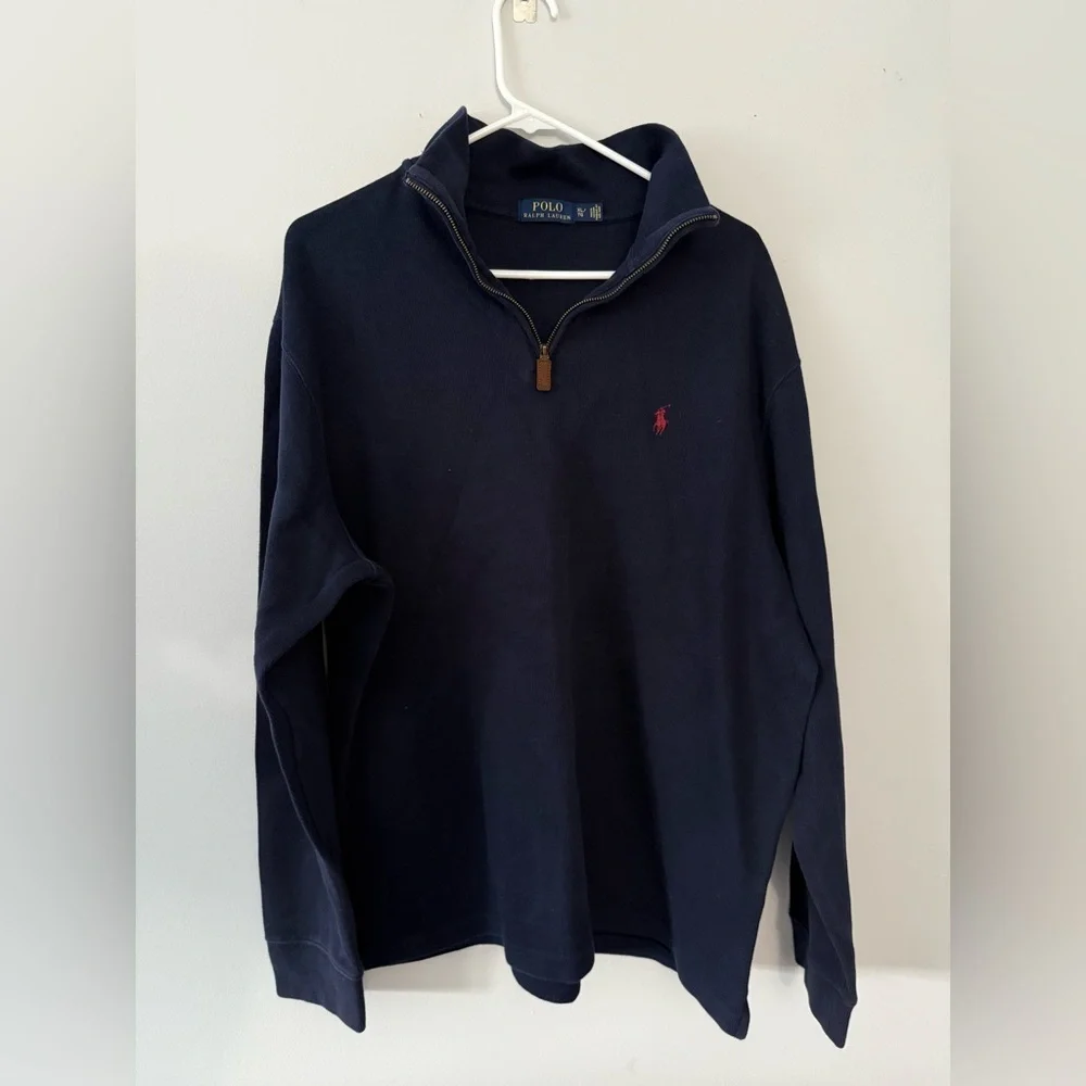 Polo Ralph Lauren Quarter Zip Sweater Sweatshirt Navy Blue Pullover Size XL